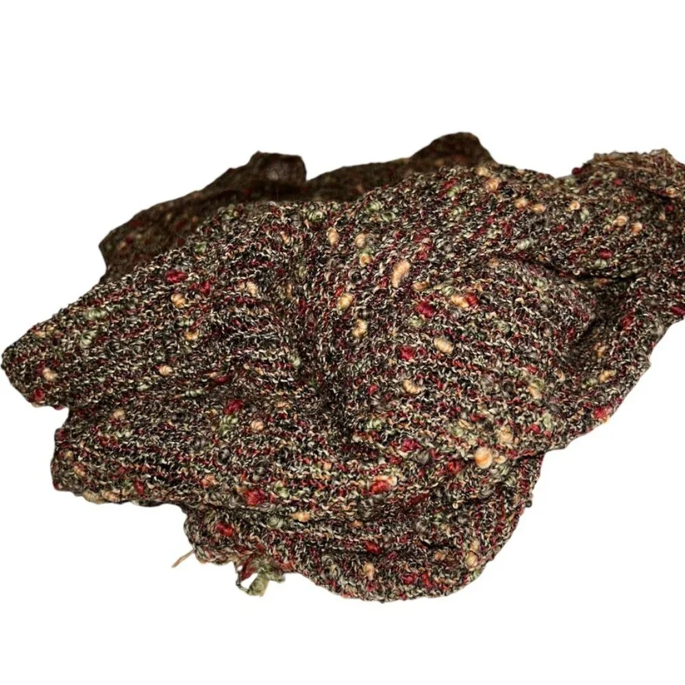 AVOCA Ireland brown khaki burgundy nobby knit STUNNING shawl scarf 20x74